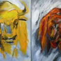 Stürmische Börse  2 teilig,  je 100 x 80 cm